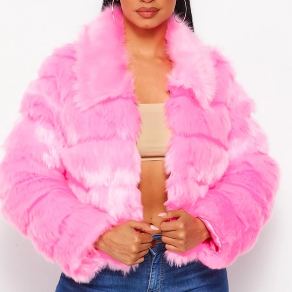 Hot & Delicious Jackets & Blazers - Pink Faux Fur Jacket
